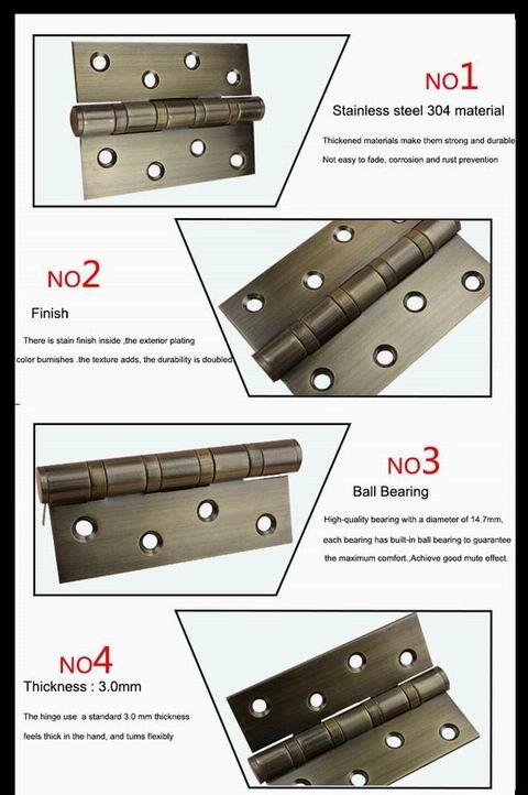 Hot Sale 4''x3''x3mm SUS 304 stainless steel wooden door hinge with ball bearing